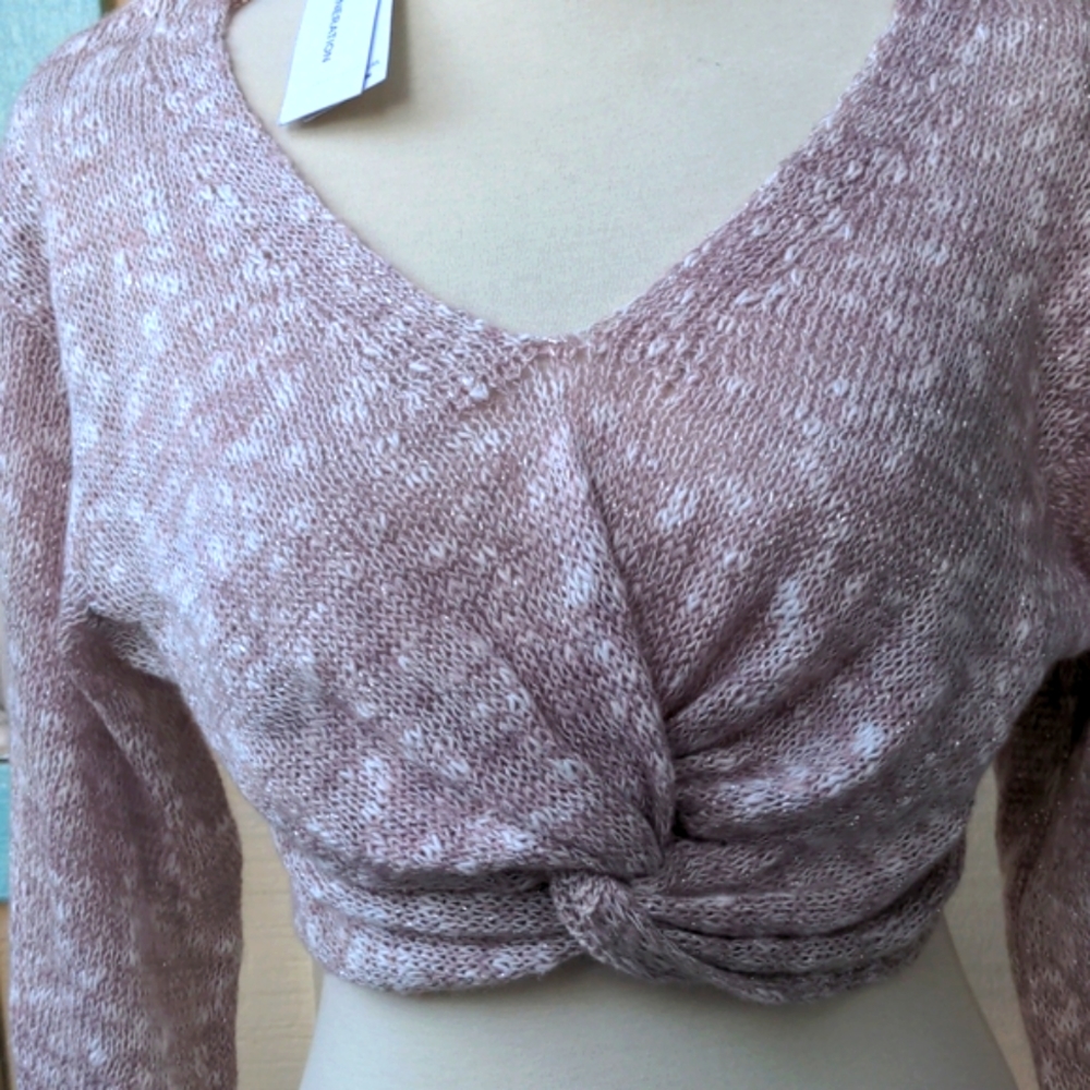 BCBGenerationTwist Tie Knot Long Sleeve Sweater Heather Xs Small New